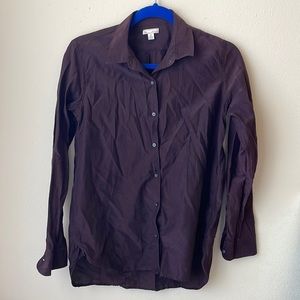 Women’ silk/cotton blend button down, plum